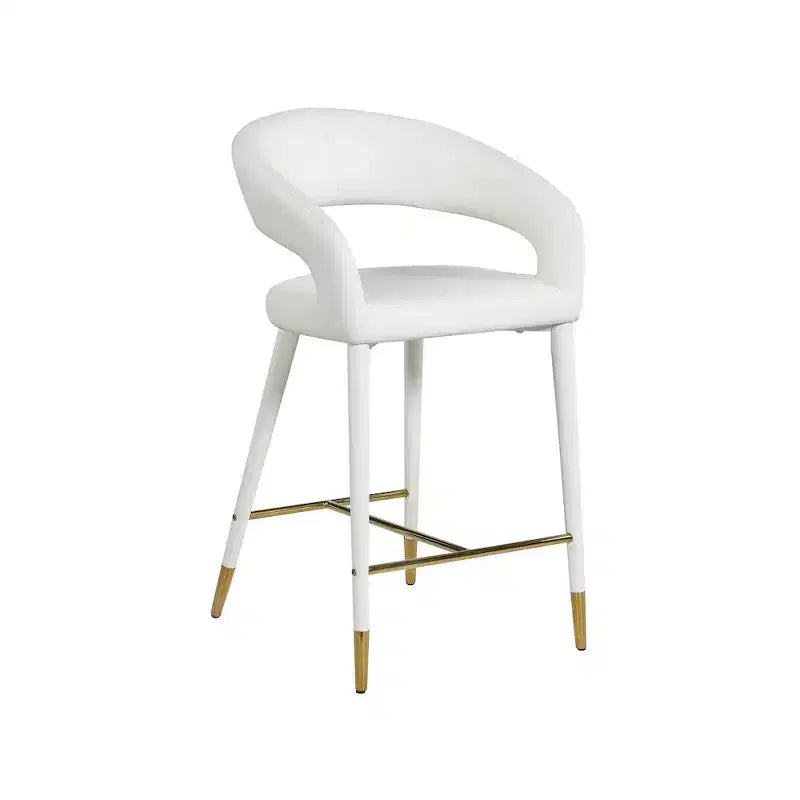 Meridian Furniture,Destiny White Vegan Leather Stool