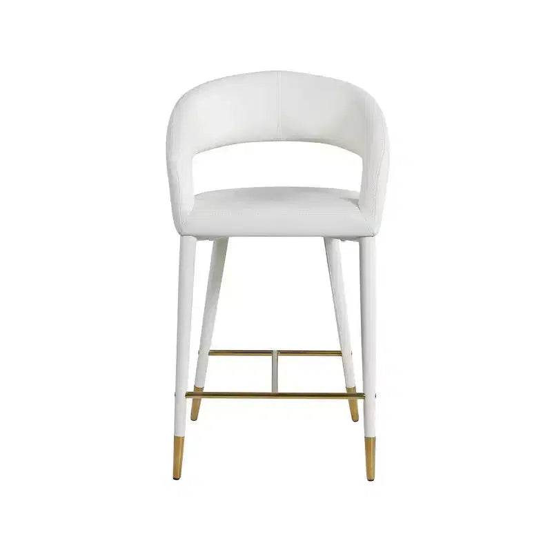 Meridian Furniture, Sgabello in Pelle Vegana Bianca Destiny