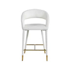Meridian Furniture, Sgabello in Pelle Vegana Bianca Destiny