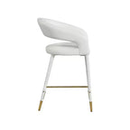 Meridian Furniture, Sgabello in Pelle Vegana Bianca Destiny