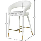 Meridian Furniture, Sgabello in Pelle Vegana Bianca Destiny