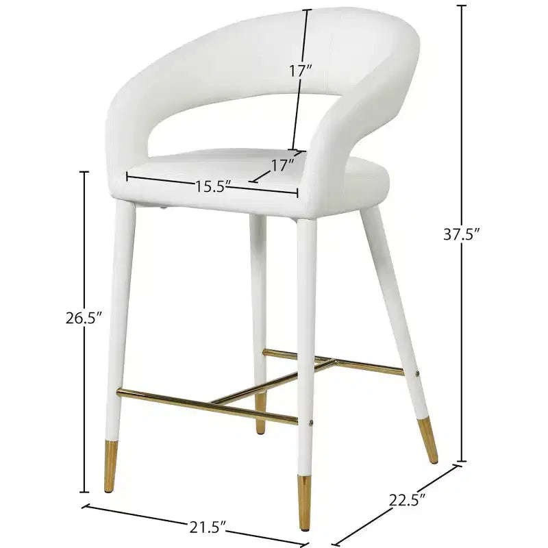 Meridian Furniture, Sgabello in Pelle Vegana Bianca Destiny