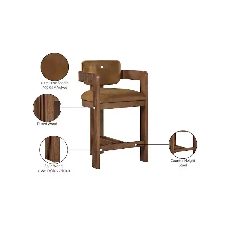 Meridian Furniture, Sgabello Sacha Saddle in velluto