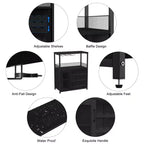 Grey 3-Tier Industrial Wine Bar Cabinet (12+ Bottles)  36H x 24W x 15D, Detachable Rack, 9 Glass Holders & Adjustable Shelves for Home/Bar