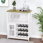 Grey 3-Tier Industrial Wine Bar Cabinet (12+ Bottles)  36H x 24W x 15D, Detachable Rack, 9 Glass Holders & Adjustable Shelves for Home/Bar