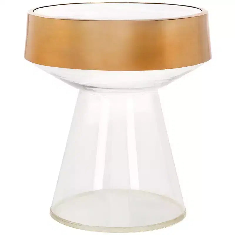 Szabo Round Accent Table - FOX5533A - Gold/Clear - Safavieh Couture