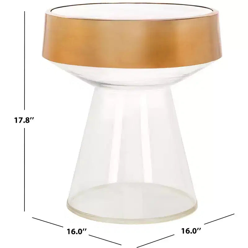 Szabo Round Accent Table - FOX5533A - Gold/Clear - Safavieh Couture