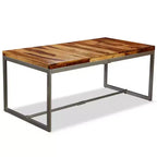 vidaXL Dining Table Brown and Black Sheesham Wood and Powder-Coated Steel