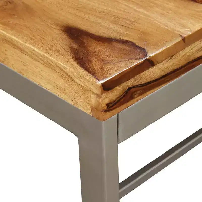 vidaXL Tavolo da pranzo in legno di sheesham marrone e nero e acciaio verniciato a polvere