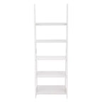 PJ Wood Scaffale a Scala a 5 Ripiani, Organizer per Libri e Decorazioni, Supporto per Soggiorno Ufficio Uso Interno, Bianco