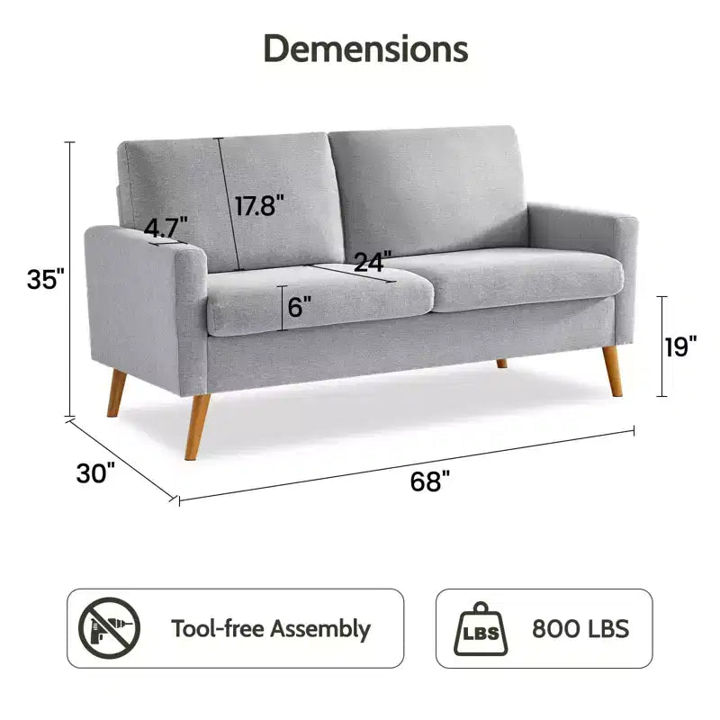 Dyonery 68 inch couple sofa corduroy sofa, modern couple sofa in living room, bedroom and office, comfortable sofa with spring pad