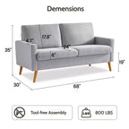 Dyonery 68 inch couple sofa corduroy sofa, modern couple sofa in living room, bedroom and office, comfortable sofa with spring pad