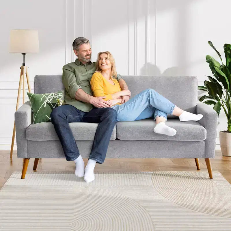 Dyonery 68 inch couple sofa corduroy sofa, modern couple sofa in living room, bedroom and office, comfortable sofa with spring pad
