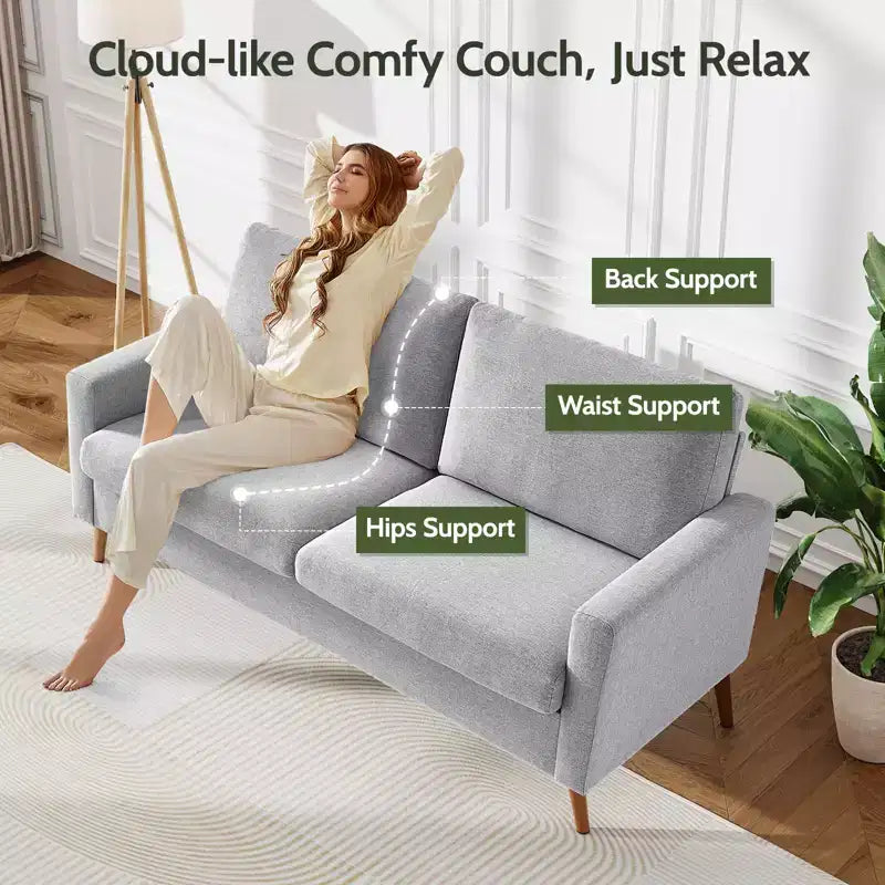 Dyonery 68 inch couple sofa corduroy sofa, modern couple sofa in living room, bedroom and office, comfortable sofa with spring pad