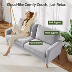 Dyonery 68 inch couple sofa corduroy sofa, modern couple sofa in living room, bedroom and office, comfortable sofa with spring pad