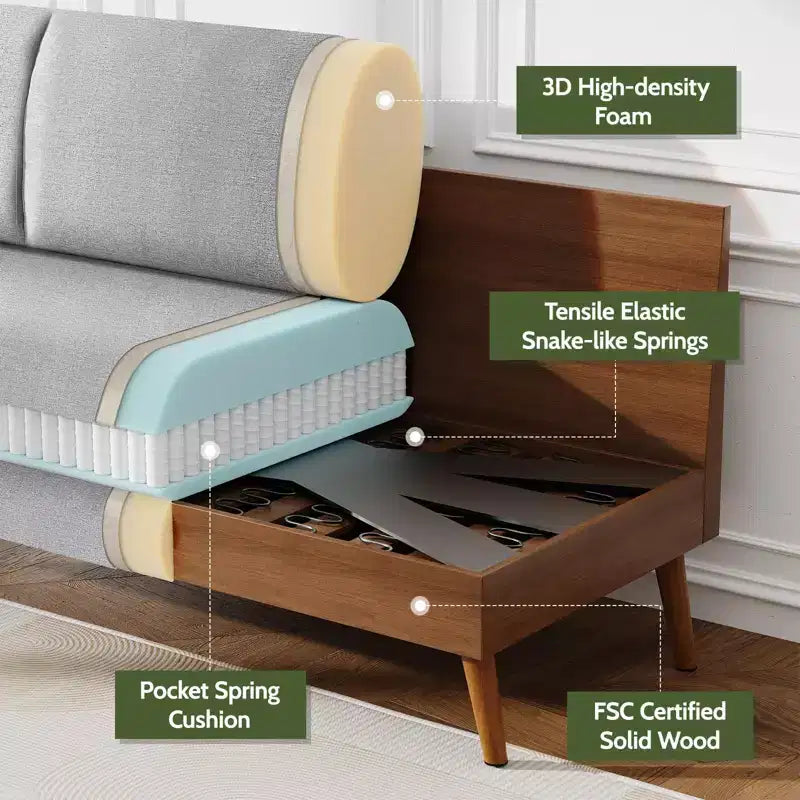 Dyonery 68 inch couple sofa corduroy sofa, modern couple sofa in living room, bedroom and office, comfortable sofa with spring pad