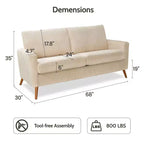 Dyonery 68 inch couple sofa corduroy sofa, modern couple sofa in living room, bedroom and office, comfortable sofa with spring pad