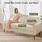 Dyonery 68 inch couple sofa corduroy sofa, modern couple sofa in living room, bedroom and office, comfortable sofa with spring pad