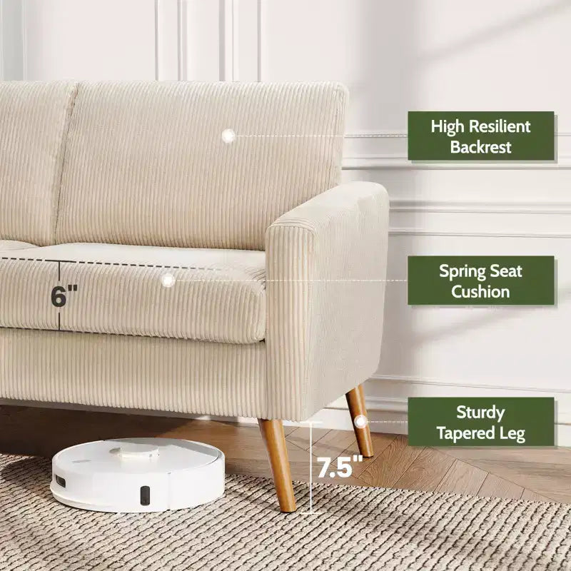 Dyonery 68 inch couple sofa corduroy sofa, modern couple sofa in living room, bedroom and office, comfortable sofa with spring pad