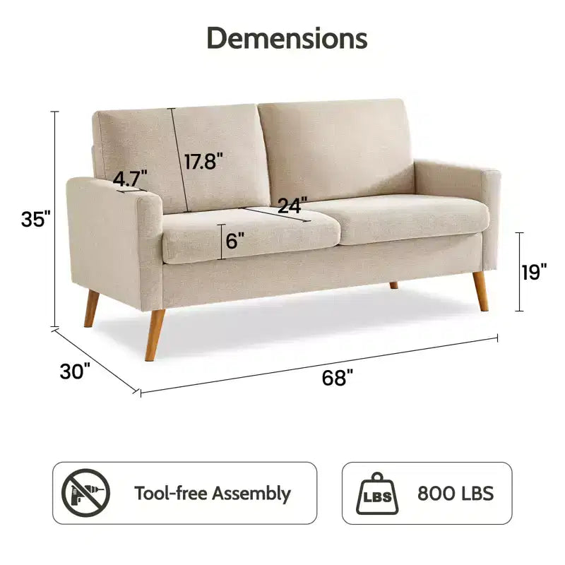 Dyonery 68 inch couple sofa corduroy sofa, modern couple sofa in living room, bedroom and office, comfortable sofa with spring pad