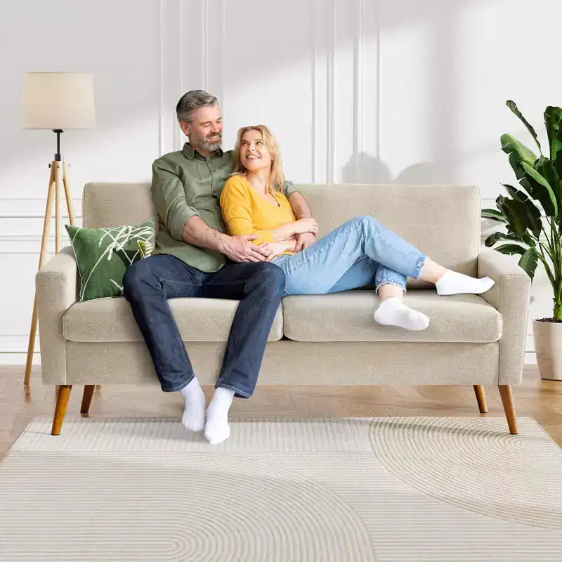 Dyonery 68 inch couple sofa corduroy sofa, modern couple sofa in living room, bedroom and office, comfortable sofa with spring pad