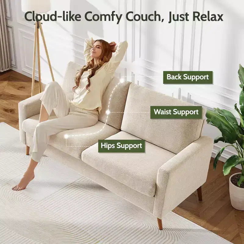 Dyonery 68 inch couple sofa corduroy sofa, modern couple sofa in living room, bedroom and office, comfortable sofa with spring pad