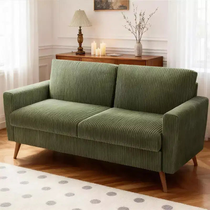 Dyonery 68 inch couple sofa corduroy sofa, modern couple sofa in living room, bedroom and office, comfortable sofa with spring pad