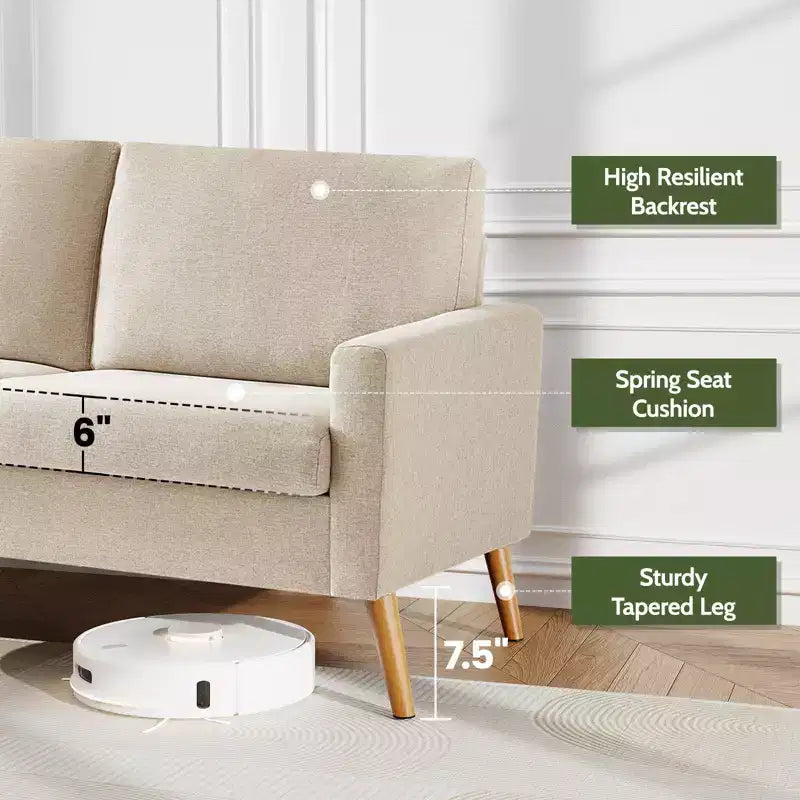 Dyonery 68 inch couple sofa corduroy sofa, modern couple sofa in living room, bedroom and office, comfortable sofa with spring pad