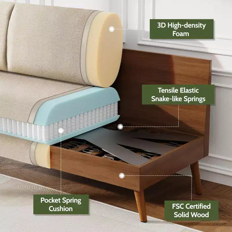 Dyonery 68 inch couple sofa corduroy sofa, modern couple sofa in living room, bedroom and office, comfortable sofa with spring pad