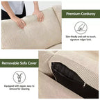 Dyonery 68 inch couple sofa corduroy sofa, modern couple sofa in living room, bedroom and office, comfortable sofa with spring pad