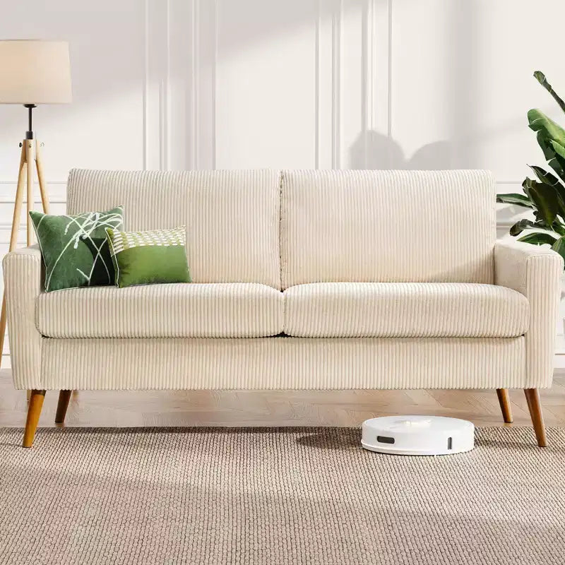 Dyonery 68 inch couple sofa corduroy sofa, modern couple sofa in living room, bedroom and office, comfortable sofa with spring pad