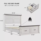Struttura letto matrimoniale Mastgoal con testiera alta 51", pediera romana da 20", 2 grandi cassetti portaoggetti, nessuna necessità di rete a molle