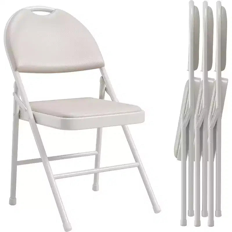 Sedia Pieghevole in Metallo con Piedini Antiscivolo, Sedie in PU per Feste, per Interni ed Esterni, Soggiorno, Sala da Pranico, in 1 Scatola