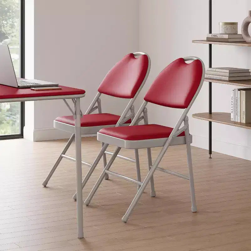 Sedia Pieghevole in Metallo con Piedini Antiscivolo, Sedie in PU per Feste, per Interni ed Esterni, Soggiorno, Sala da Pranico, in 1 Scatola
