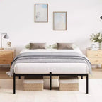 Struttura letto matrimoniale in metallo con contenitore, supporti a doghe in acciaio resistente, capacità 450 kg, non richiede rete, nero 40 cm