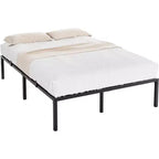 Struttura letto matrimoniale in metallo con contenitore, supporti a doghe in acciaio resistente, capacità 450 kg, non richiede rete, nero 40 cm