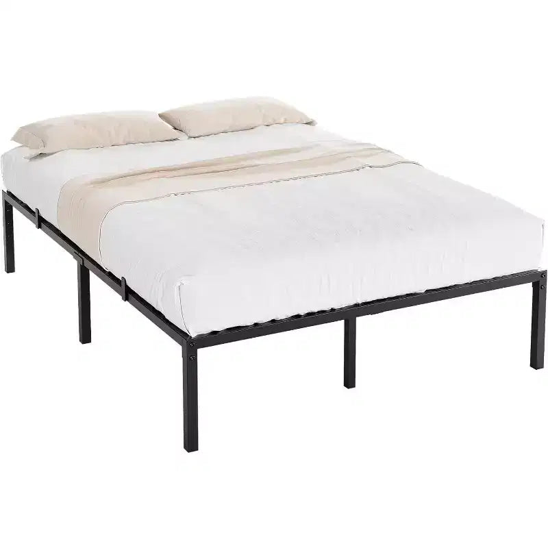 Struttura letto matrimoniale in metallo con contenitore, supporti a doghe in acciaio resistente, capacità 450 kg, non richiede rete, nero 40 cm