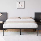 Struttura letto matrimoniale in metallo con contenitore, supporti a doghe in acciaio resistente, capacità 450 kg, non richiede rete, nero 40 cm