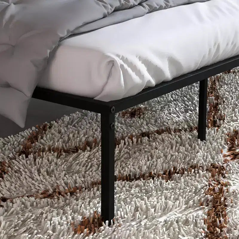 Struttura letto matrimoniale in metallo con contenitore, supporti a doghe in acciaio resistente, capacità 450 kg, non richiede rete, nero 40 cm