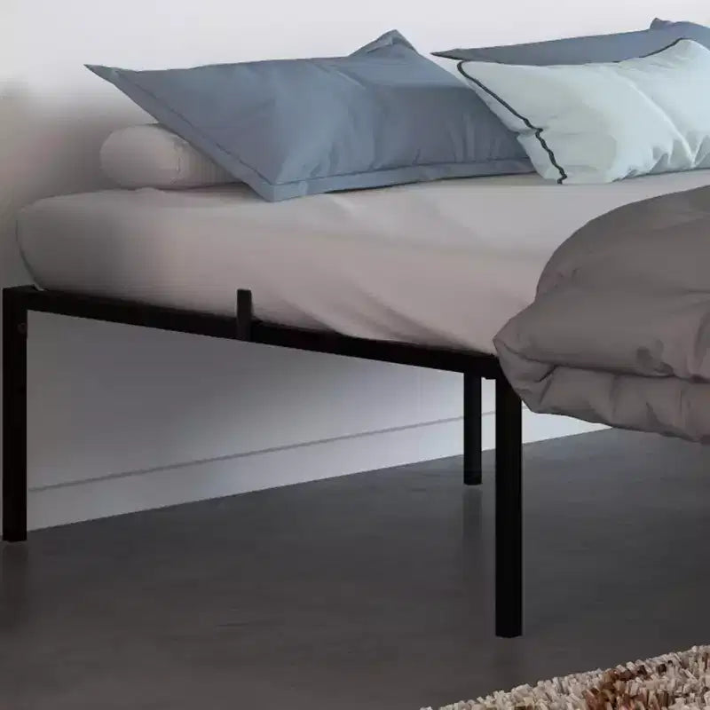 Struttura letto matrimoniale in metallo con contenitore, supporti a doghe in acciaio resistente, capacità 450 kg, non richiede rete, nero 40 cm