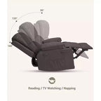 Ampia Poltrona Reclinabile Manuale in Pelle con Braccioli Comodi, Portabicchieri Integrati, Larghezza Seduta di 54 cm, per Relax e Intrattenimento in Soggiorno