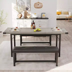 Set tavolo da pranzo allungabile Garvee per 4-6 persone, grande tavolo rettangolare con 2 panche imbottite, set tavolo da cucina allungabile per appartamento, piccoli spazi