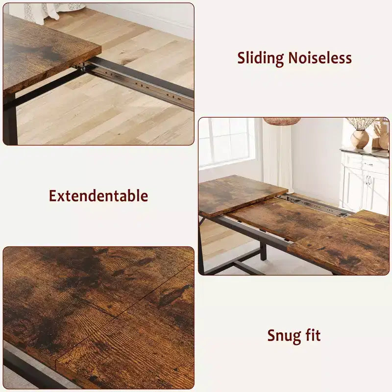 Set tavolo da pranzo allungabile Garvee per 4-6 persone, grande tavolo rettangolare con 2 panche imbottite, set tavolo da cucina allungabile per appartamento, piccoli spazi