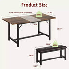 Set tavolo da pranzo allungabile Garvee per 4-6 persone, grande tavolo rettangolare con 2 panche imbottite, set tavolo da cucina allungabile per appartamento, piccoli spazi
