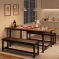 Garvee Extendable Dining Table Set for 4-6, Large Rectangle Table with 2 Upholstered Benches, Extendable Kitchen Table Set for Apartment, Small Space