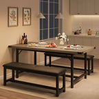 Set tavolo da pranzo allungabile Garvee per 4-6 persone, grande tavolo rettangolare con 2 panche imbottite, set tavolo da cucina allungabile per appartamento, piccoli spazi