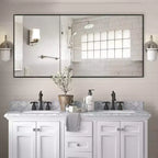 PexFix 34 in. W x 71 in. H Rectangular Metal Framed Bathroom Wall Mirror in Black