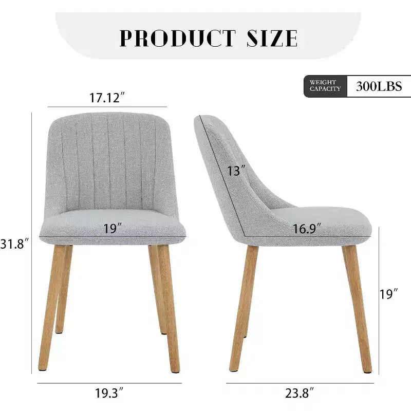 Acekool Sedie da Pranzo Imbottite in Tessuto, Set da 2, con Schienale Curvo Ergonomico e Gambe in Rovere, Capacità 136 kg
