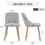 Acekool Sedie da Pranzo Imbottite in Tessuto, Set da 2, con Schienale Curvo Ergonomico e Gambe in Rovere, Capacità 136 kg