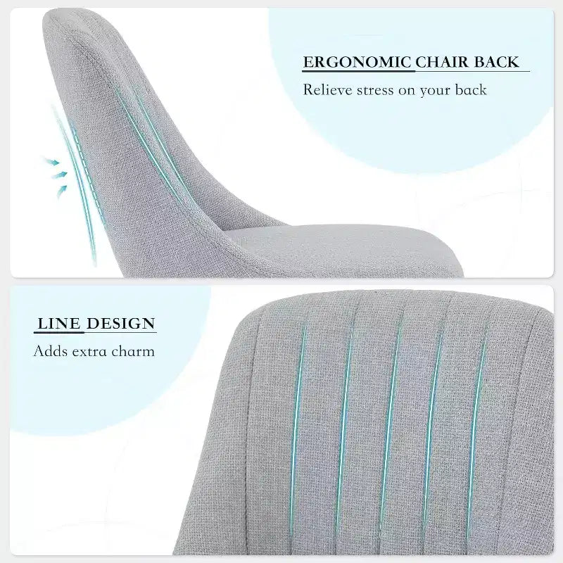 Acekool Sedie da Pranzo Imbottite in Tessuto, Set da 2, con Schienale Curvo Ergonomico e Gambe in Rovere, Capacità 136 kg